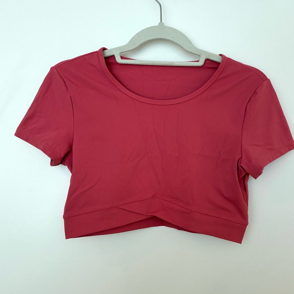 Plush crossover cropped sports top